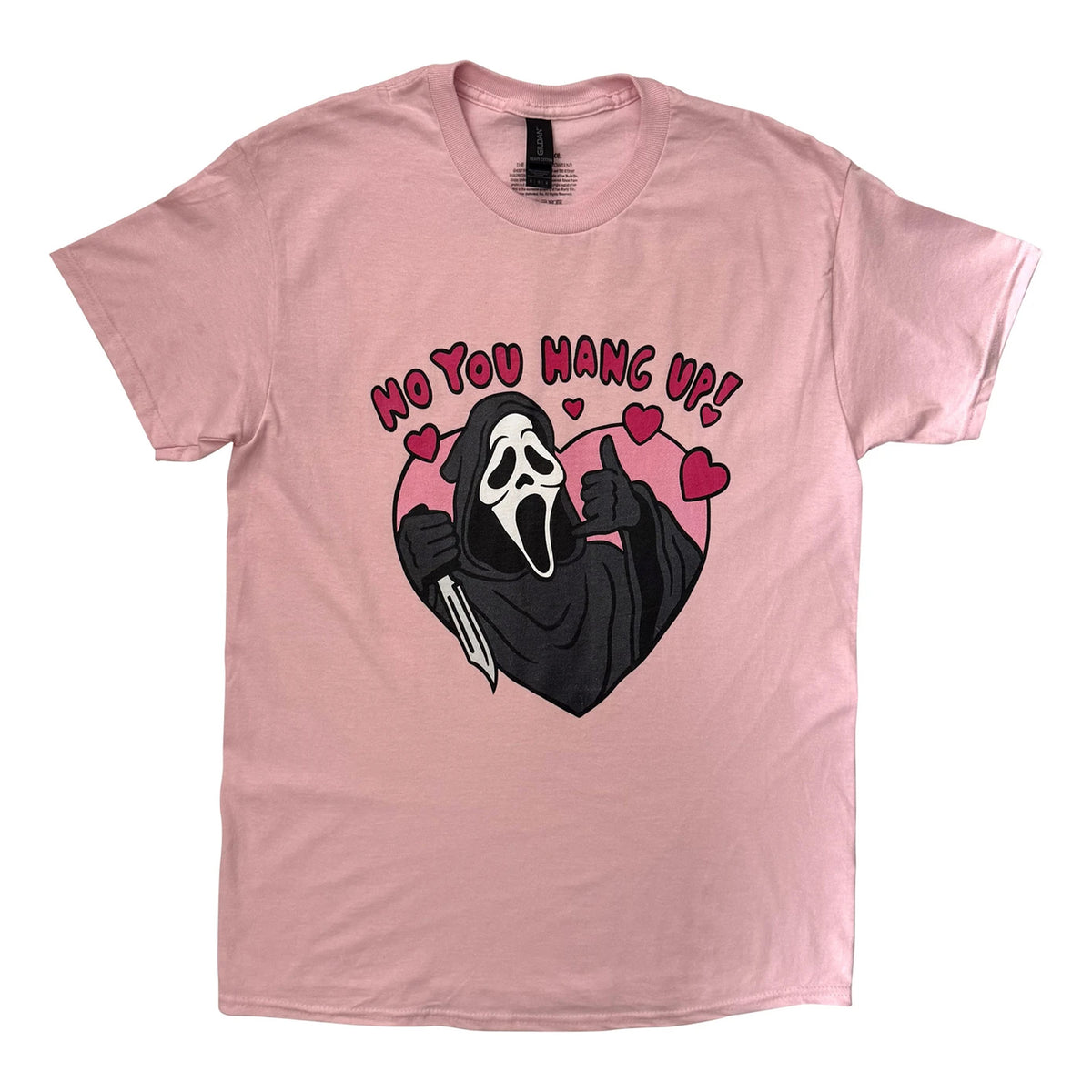 Pink - Front - Ghost Face Unisex Adult No You Hang Up T-Shirt