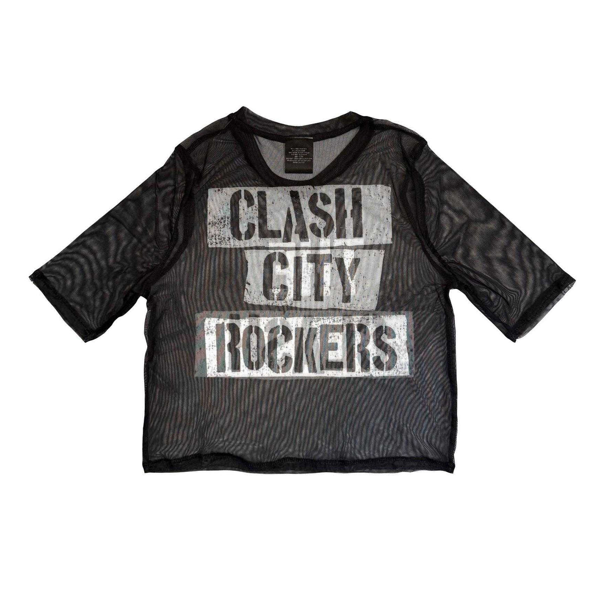 Black - Front - The Clash Womens-Ladies City Rockers Mesh Crop Top