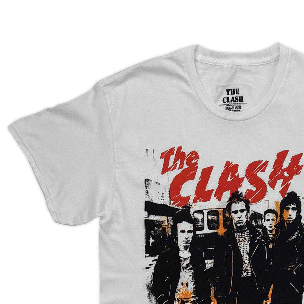 White - Side - The Clash Unisex Adult Band Photo T-Shirt