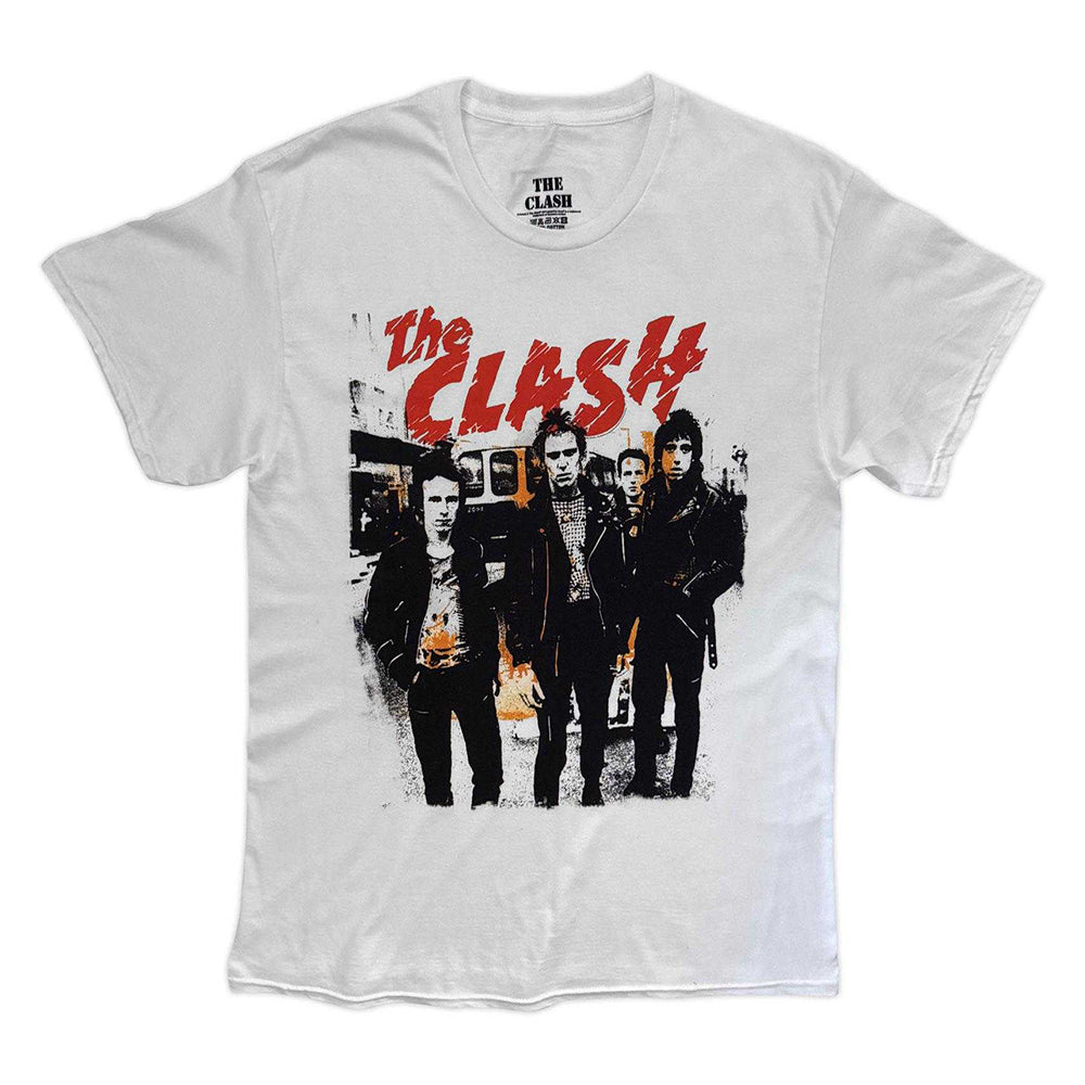 White - Front - The Clash Unisex Adult Band Photo T-Shirt