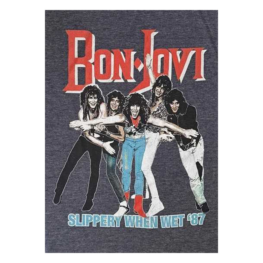 Denim Blue - Side - Bon Jovi Unisex Adult Slippery When Wet ´87 Back Print T-Shirt