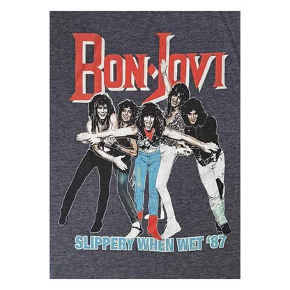 Denim Blue - Side - Bon Jovi Unisex Adult Slippery When Wet ´87 Back Print T-Shirt