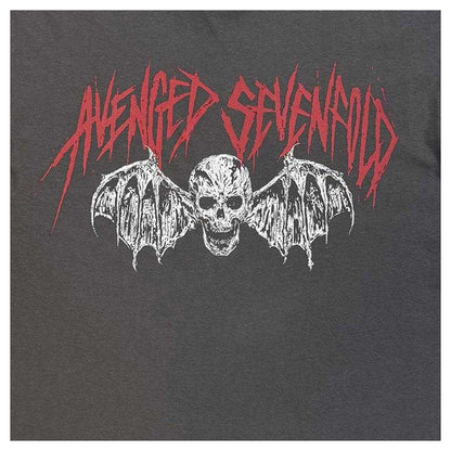 Charcoal Grey - Back - Avenged Sevenfold Unisex Adult Skull Bat T-Shirt