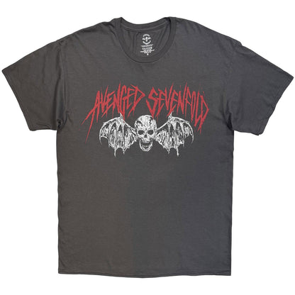 Charcoal Grey - Front - Avenged Sevenfold Unisex Adult Skull Bat T-Shirt