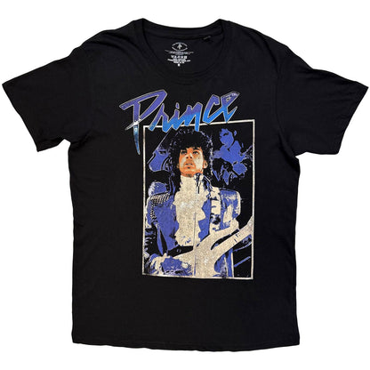 Black - Front - Prince Unisex Adult Purple Rain Box Back Print T-Shirt