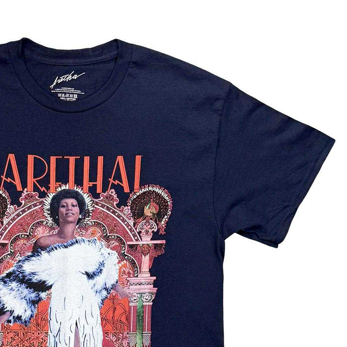 Navy Blue - Back - Aretha Franklin Unisex Adult The Queen Of Soul T-Shirt