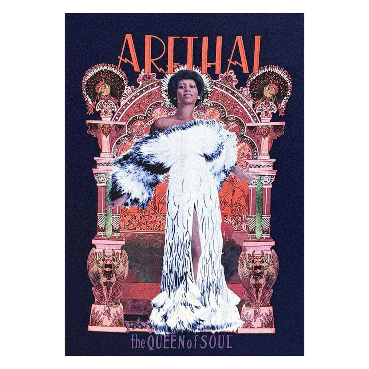 Navy Blue - Side - Aretha Franklin Unisex Adult The Queen Of Soul T-Shirt