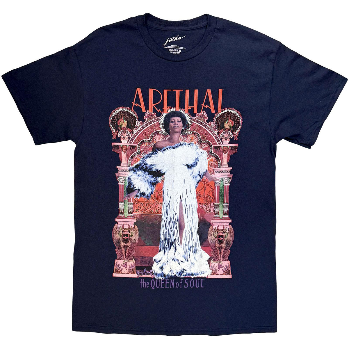 Navy Blue - Front - Aretha Franklin Unisex Adult The Queen Of Soul T-Shirt