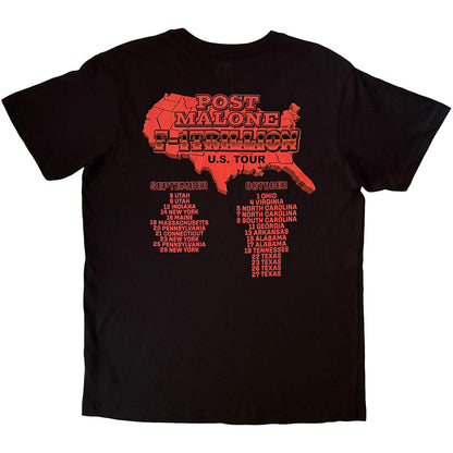 Black - Back - Post Malone Unisex Adult U.S. Tour Back Print T-Shirt