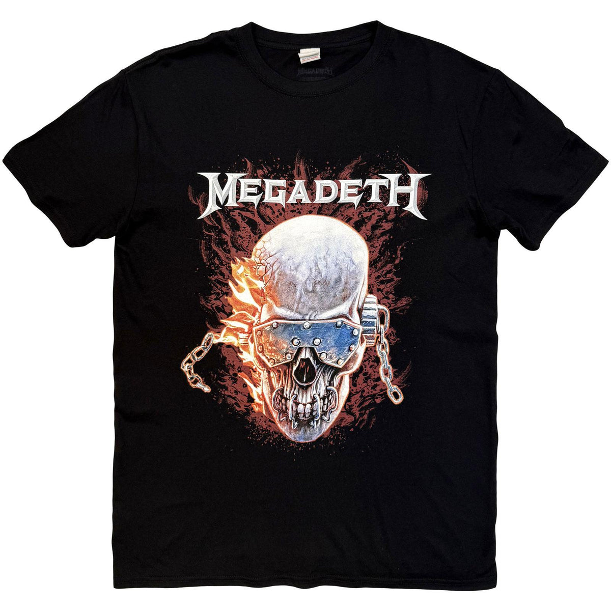 Black - Front - Megadeth Unisex Adult Vic Flames T-Shirt