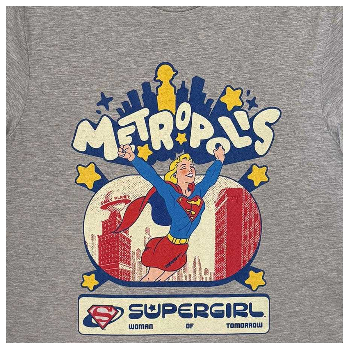 Grey - Side - Supergirl Unisex Adult Metropolis T-Shirt