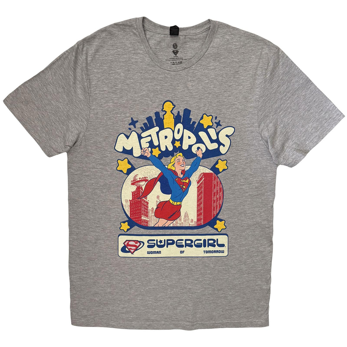 Grey - Front - Supergirl Unisex Adult Metropolis T-Shirt