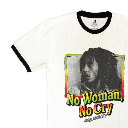 White - Side - Bob Marley Unisex Adult No Woman No Cry Ringer T-Shirt