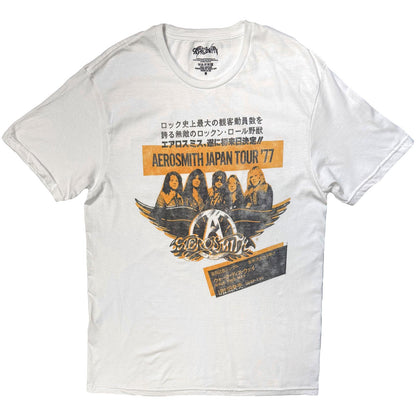 White - Front - Aerosmith Unisex Adult Japan Tour ´77 T-Shirt