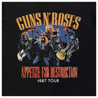 Black - Side - Guns N Roses Unisex Adult 1987 Tour Skeleton Back Print T-Shirt