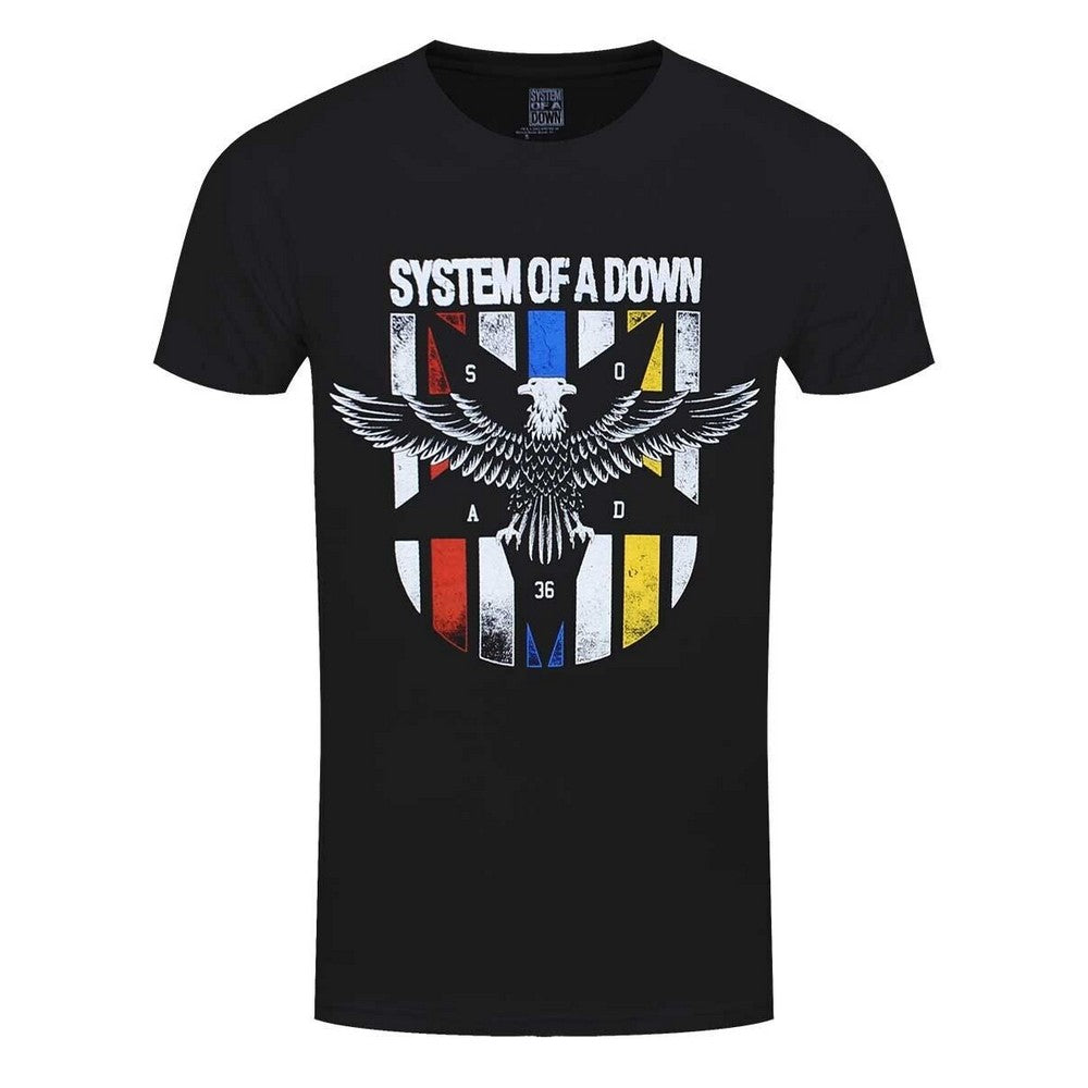 Black - Front - System Of A Down Unisex Adult Eagle Colours T-Shirt