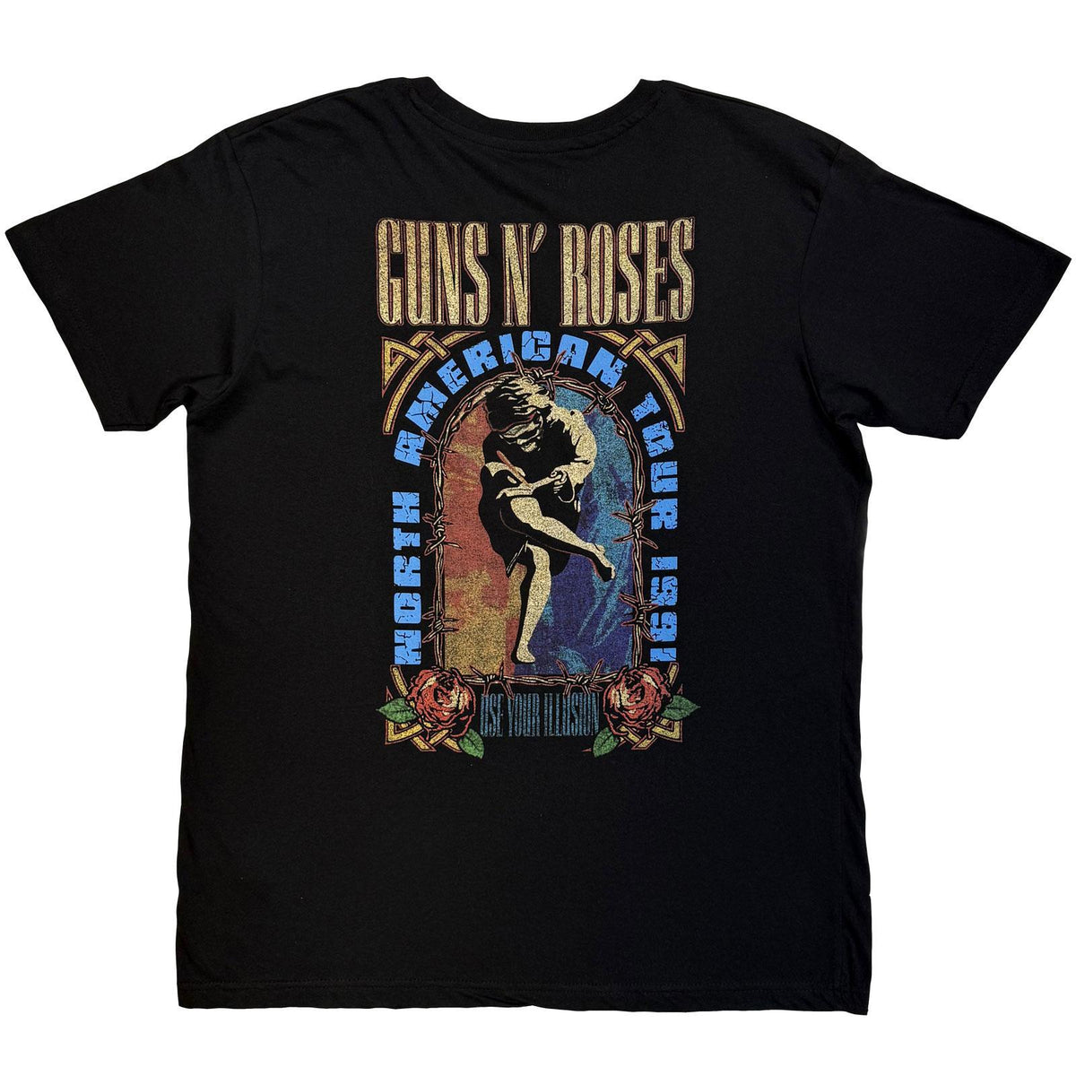 Black - Back - Guns N Roses Unisex Adult North American Tour 1991 Skull Back Print T-Shirt