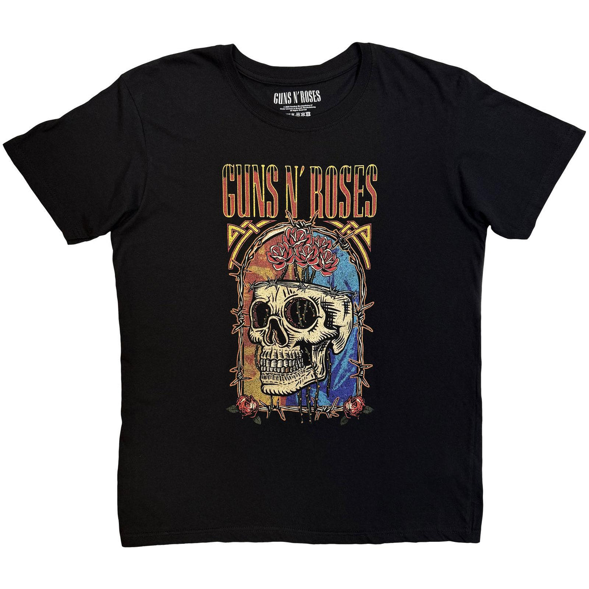 Black - Front - Guns N Roses Unisex Adult North American Tour 1991 Skull Back Print T-Shirt