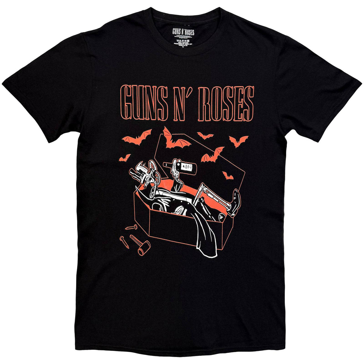 Black - Front - Guns N Roses Unisex Adult Coffin Logo T-Shirt