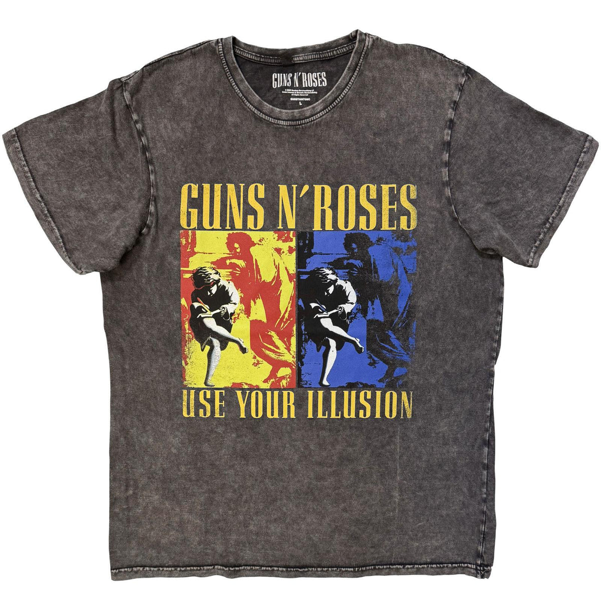 Charcoal Grey - Front - Guns N Roses Unisex Adult Use Your Illusion Stone Wash T-Shirt