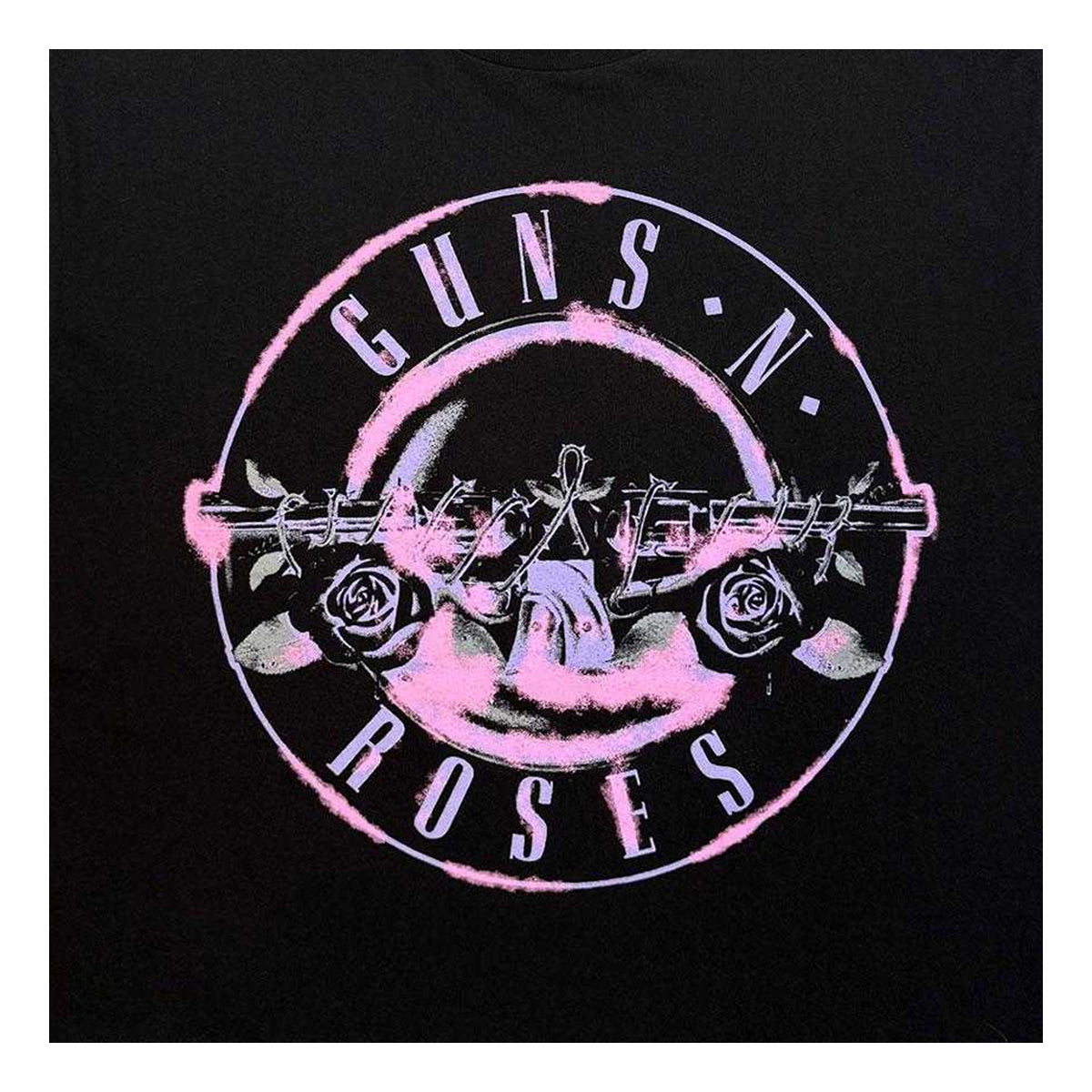 Black - Side - Guns N Roses Womens-Ladies Pink Bullet Crop Top