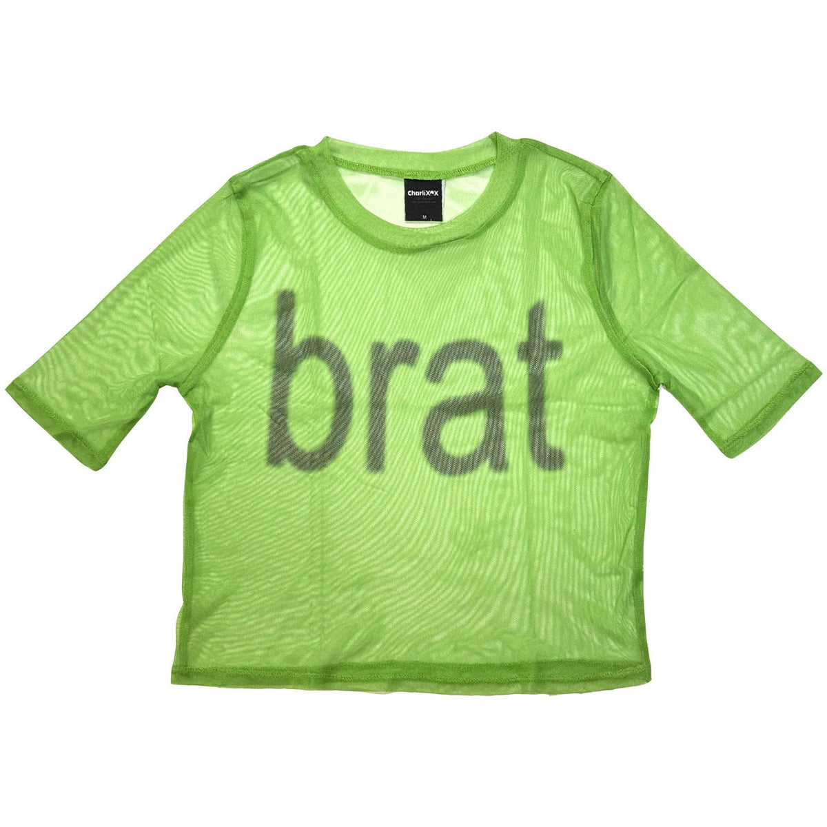 Green - Front - Charli XCX Womens-Ladies Brat Logo Mesh Crop Top
