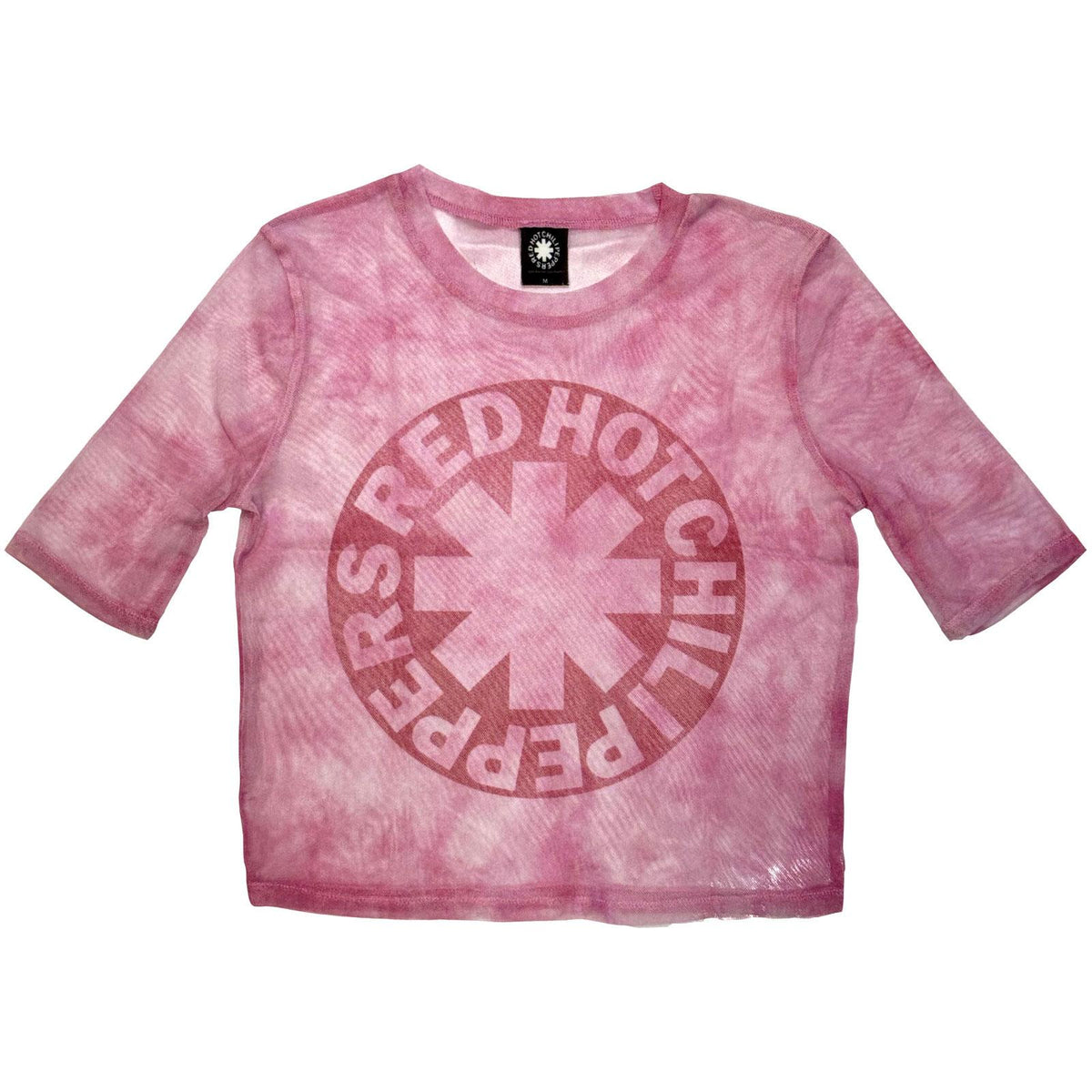 Pink - Front - Red Hot Chili Peppers Womens-Ladies Circle Asterisk Mesh Crop Top