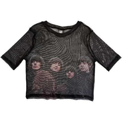 Black - Front - The Beatles Womens-Ladies Rubber Soul Mesh Crop Top