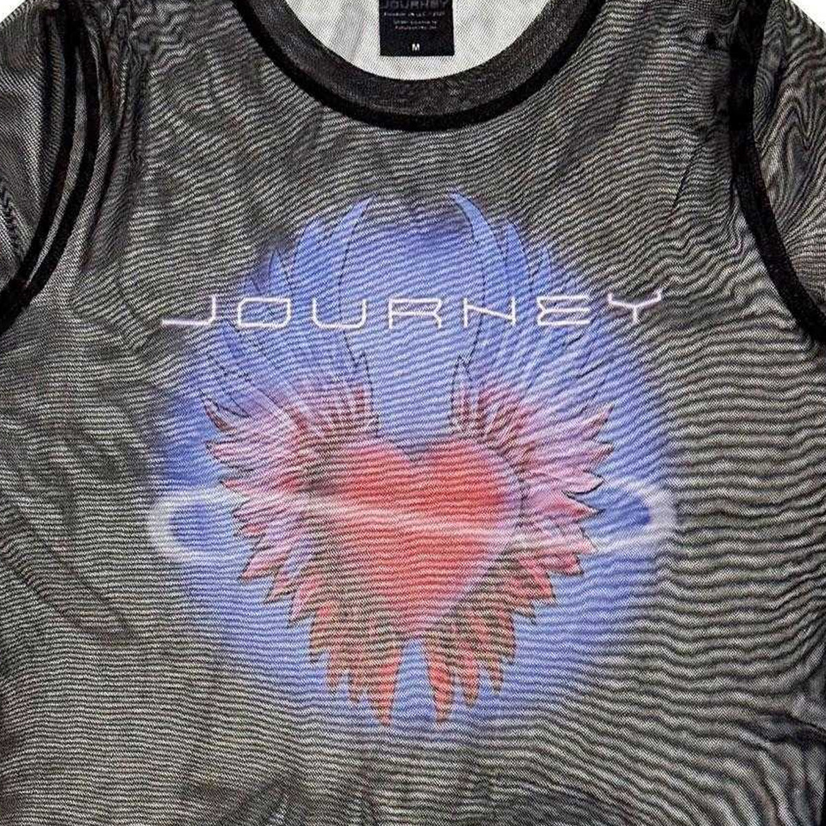 Black - Back - Journey Womens-Ladies Heart Mesh Crop Top