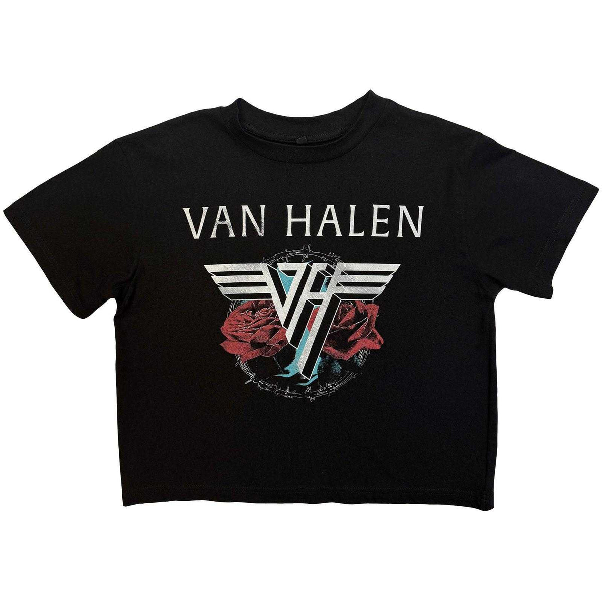 Black - Front - Van Halen Womens-Ladies 84 Tour Crop Top