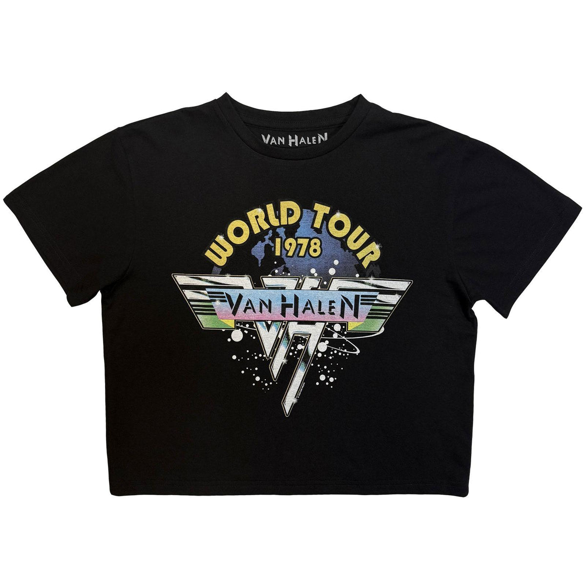 Black - Front - Van Halen Womens-Ladies World Tour ´78 Crop Top