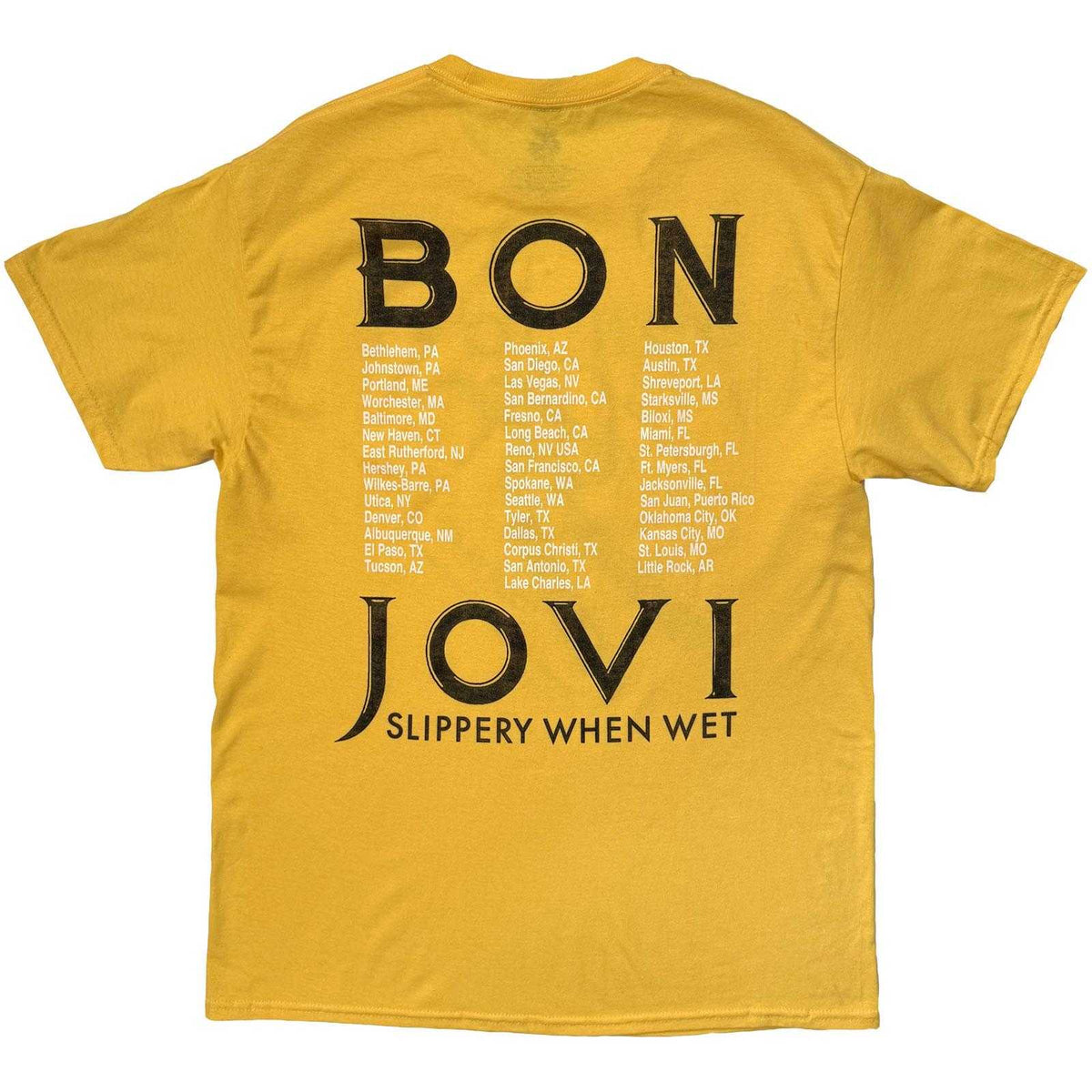 Yellow - Back - Bon Jovi Unisex Adult Tour ´87 Road Sign Back Print T-Shirt