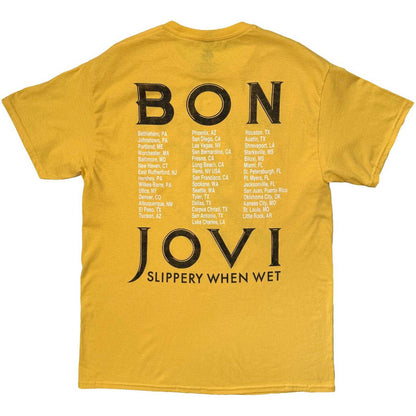 Yellow - Back - Bon Jovi Unisex Adult Tour ´87 Road Sign Back Print T-Shirt
