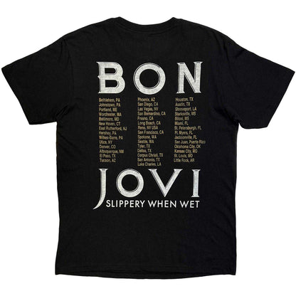 Black - Back - Bon Jovi Unisex Adult Tour ´87 Road Sign Back Print T-Shirt