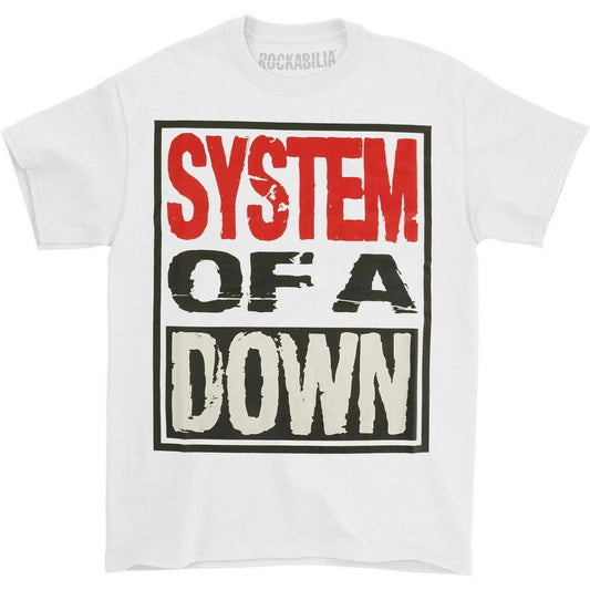 White - Front - System Of A Down Unisex Adult Stacked Logo T-Shirt