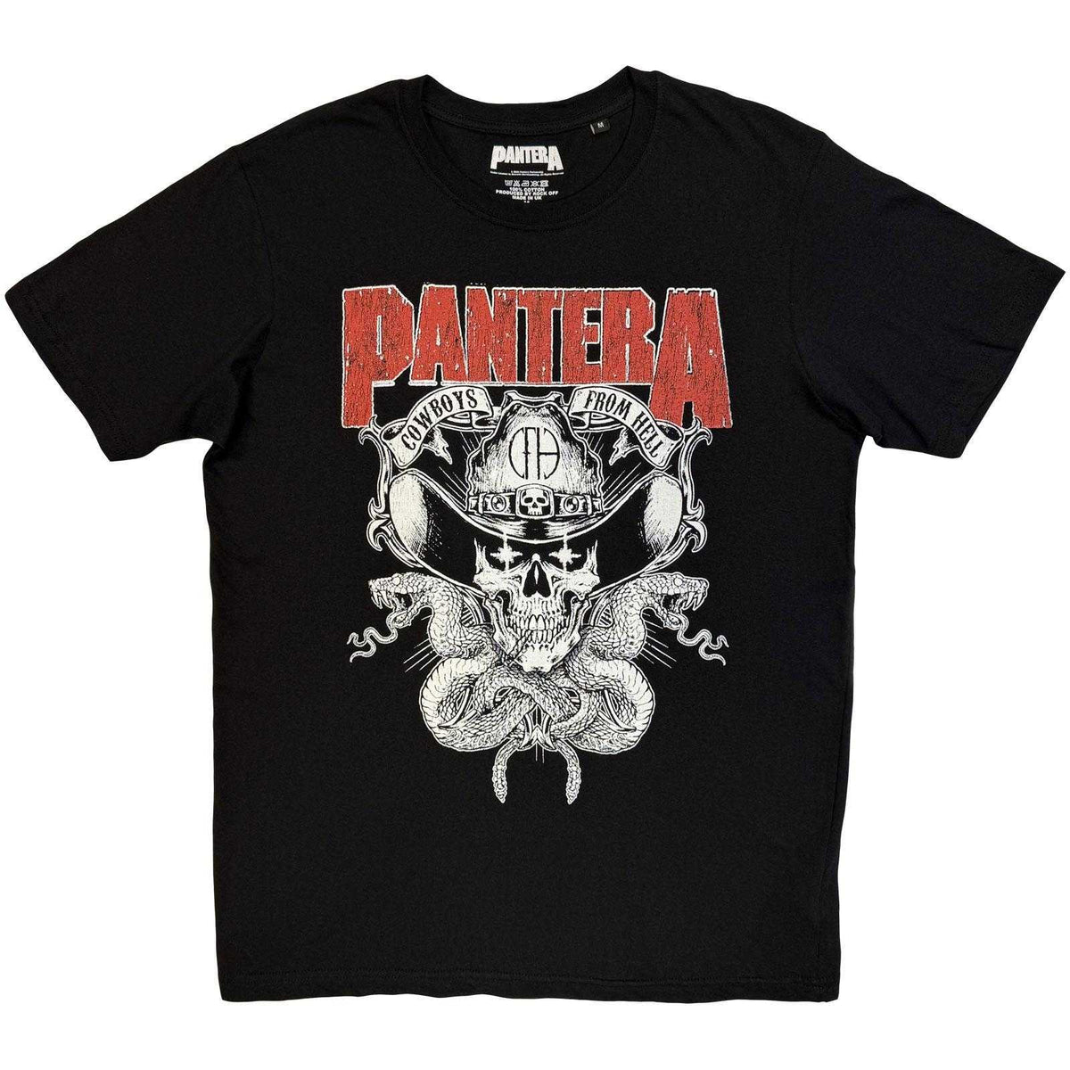 Black - Front - Pantera Unisex Adult Skull & Snake Soft Touch T-Shirt