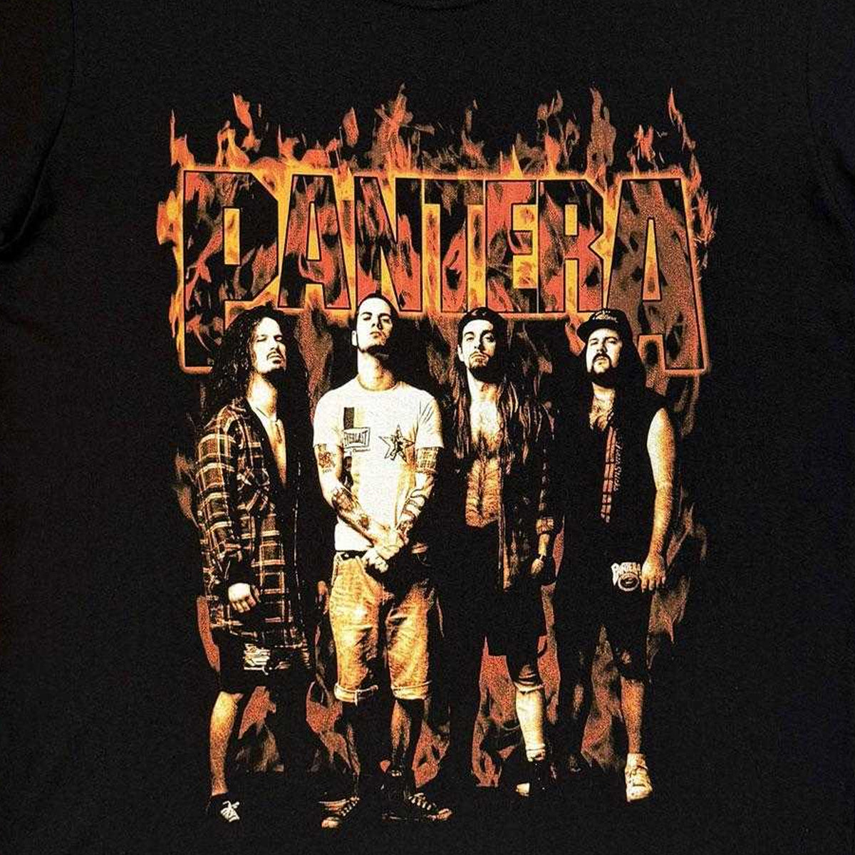 Black - Side - Pantera Unisex Adult Flames T-Shirt