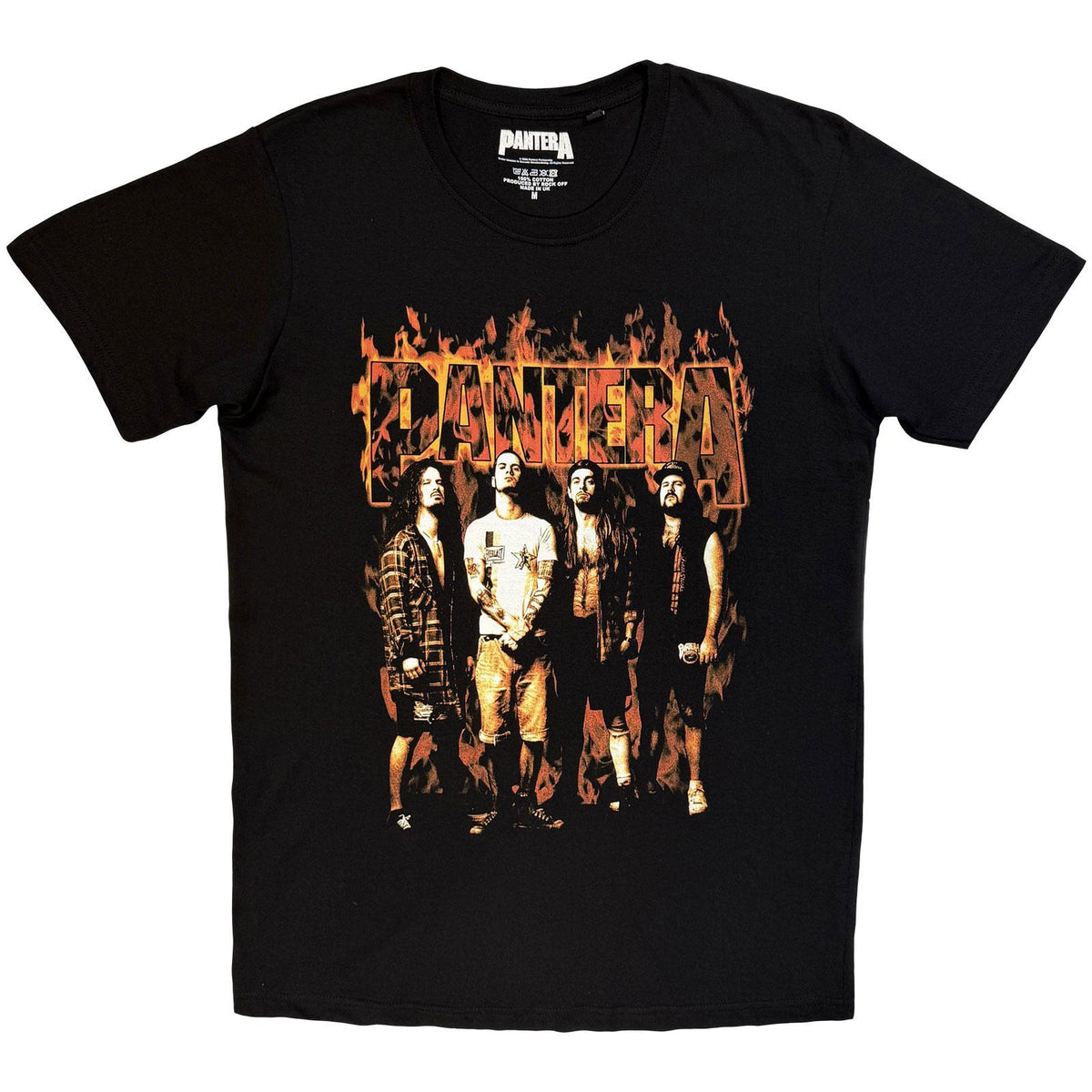 Black - Front - Pantera Unisex Adult Flames T-Shirt