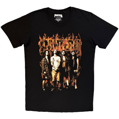 Black - Front - Pantera Unisex Adult Flames T-Shirt
