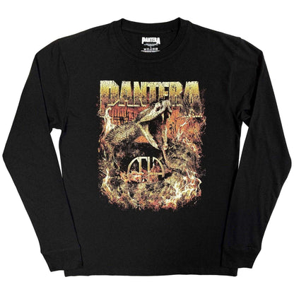 Black - Front - Pantera Unisex Adult World Domination Tour Back Print Long-Sleeved T-Shirt