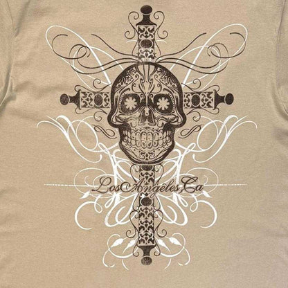 Sand - Side - Red Hot Chili Peppers Unisex Adult Skull Cross Back Print T-Shirt