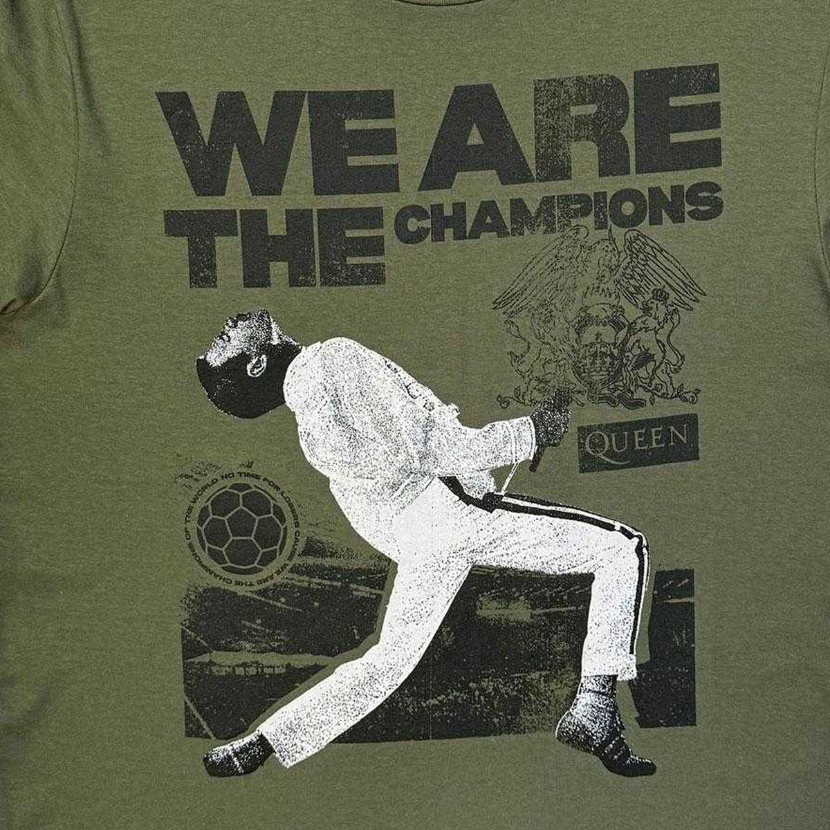 Khaki Green - Side - Queen Unisex Adult We Are The Champions T-Shirt