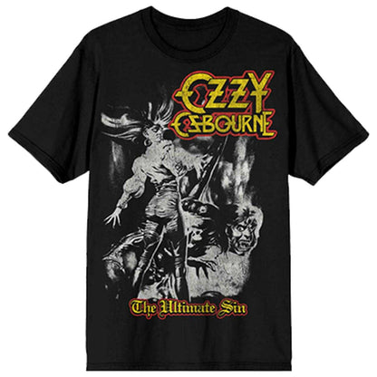 Black - Front - Ozzy Osbourne Unisex Adult The Ultimate Sin Back Print T-Shirt