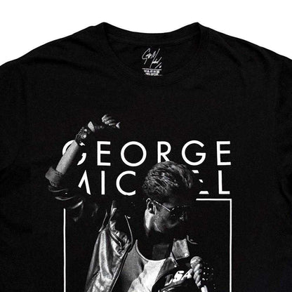Black - Side - George Michael Unisex Adult B&W Faith T-Shirt