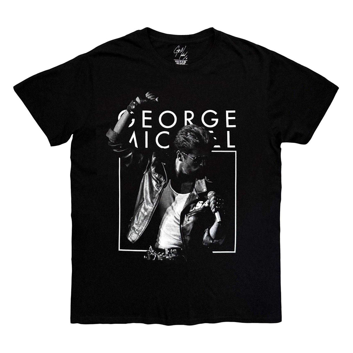 Black - Front - George Michael Unisex Adult B&W Faith T-Shirt