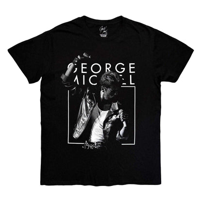 Black - Front - George Michael Unisex Adult B&W Faith T-Shirt