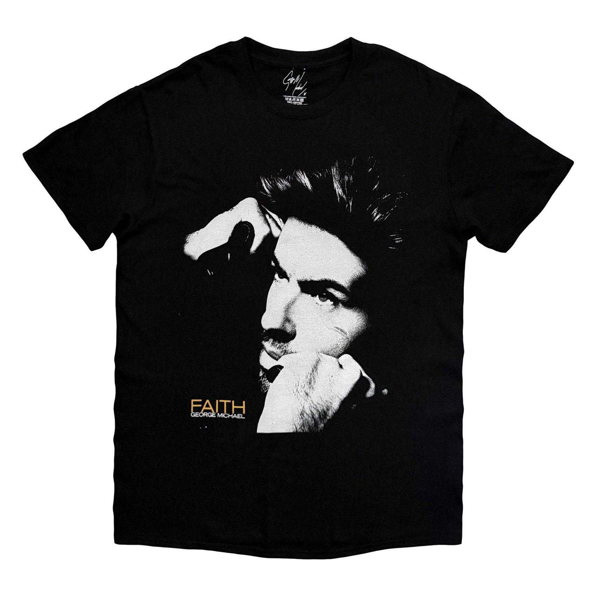 Black - Front - George Michael Unisex Adult Faith T-Shirt