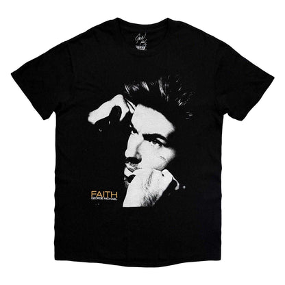 Black - Front - George Michael Unisex Adult Faith T-Shirt