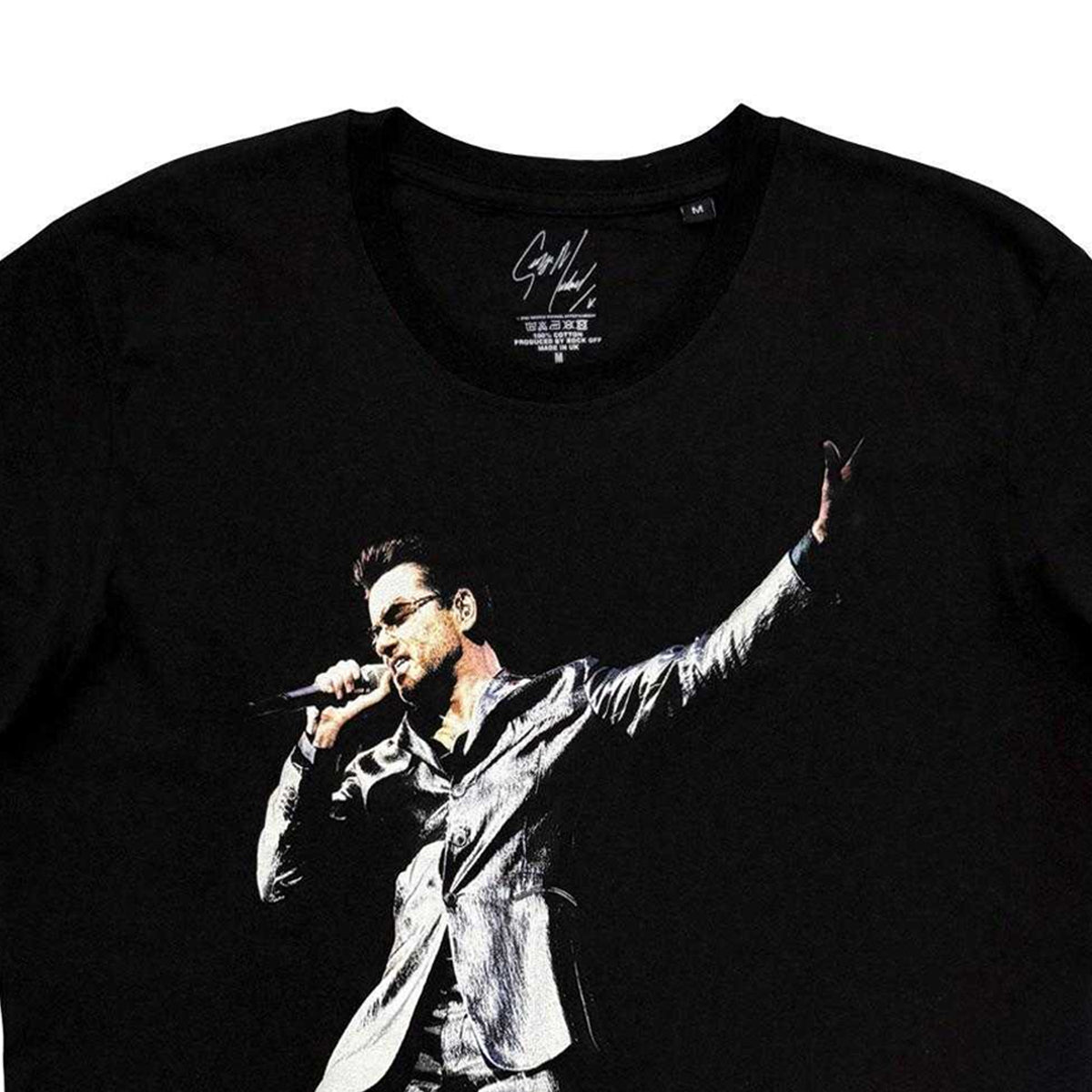 Black - Side - George Michael Unisex Adult Vintage T-Shirt