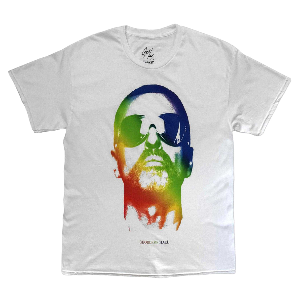 White - Front - George Michael Unisex Adult Face T-Shirt
